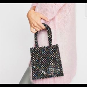 FREE PEOPLE Beaded mini Tote Iridescent Bag NWT